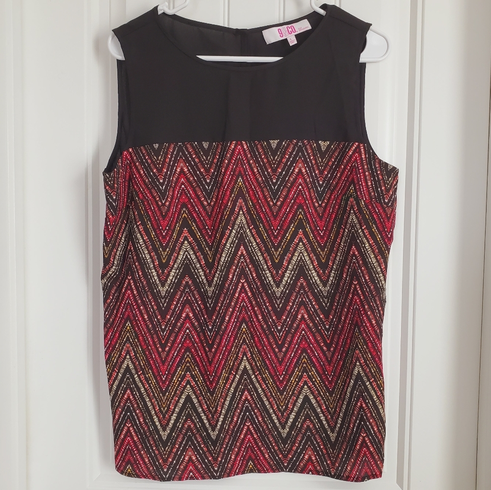 9&CO Sleeveless Chevron Printed Blouse Size Large
